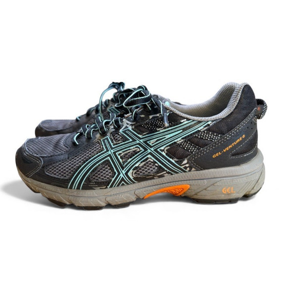 Asics Gel Flux Lightning T7G6Q Sneakers Trainers Sz 7.5 Gray Mint Green Athletic - Picture 3 of 9